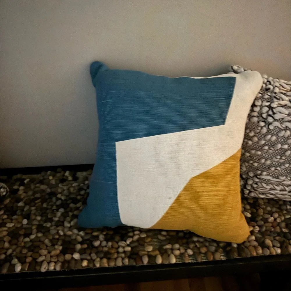 West elm outdoor Modern Blue and Yellow Throw Pillow set of 2 - Picture 2 of 2